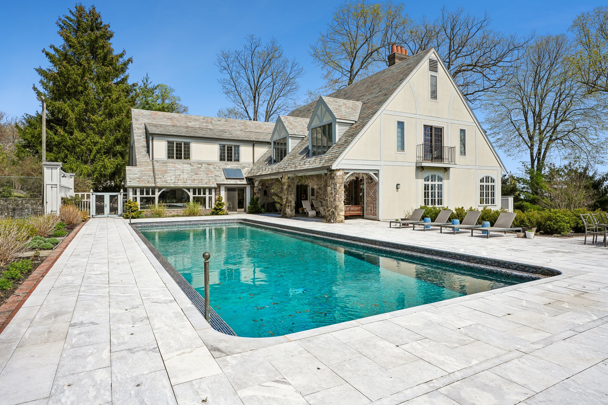 Gracious Pool with custom stone patio