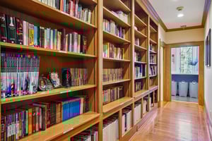Custom Bookshelves line the Hallway