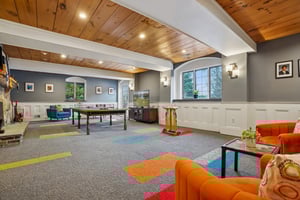 Expansive Lower Level Rec Room walks out to the yard