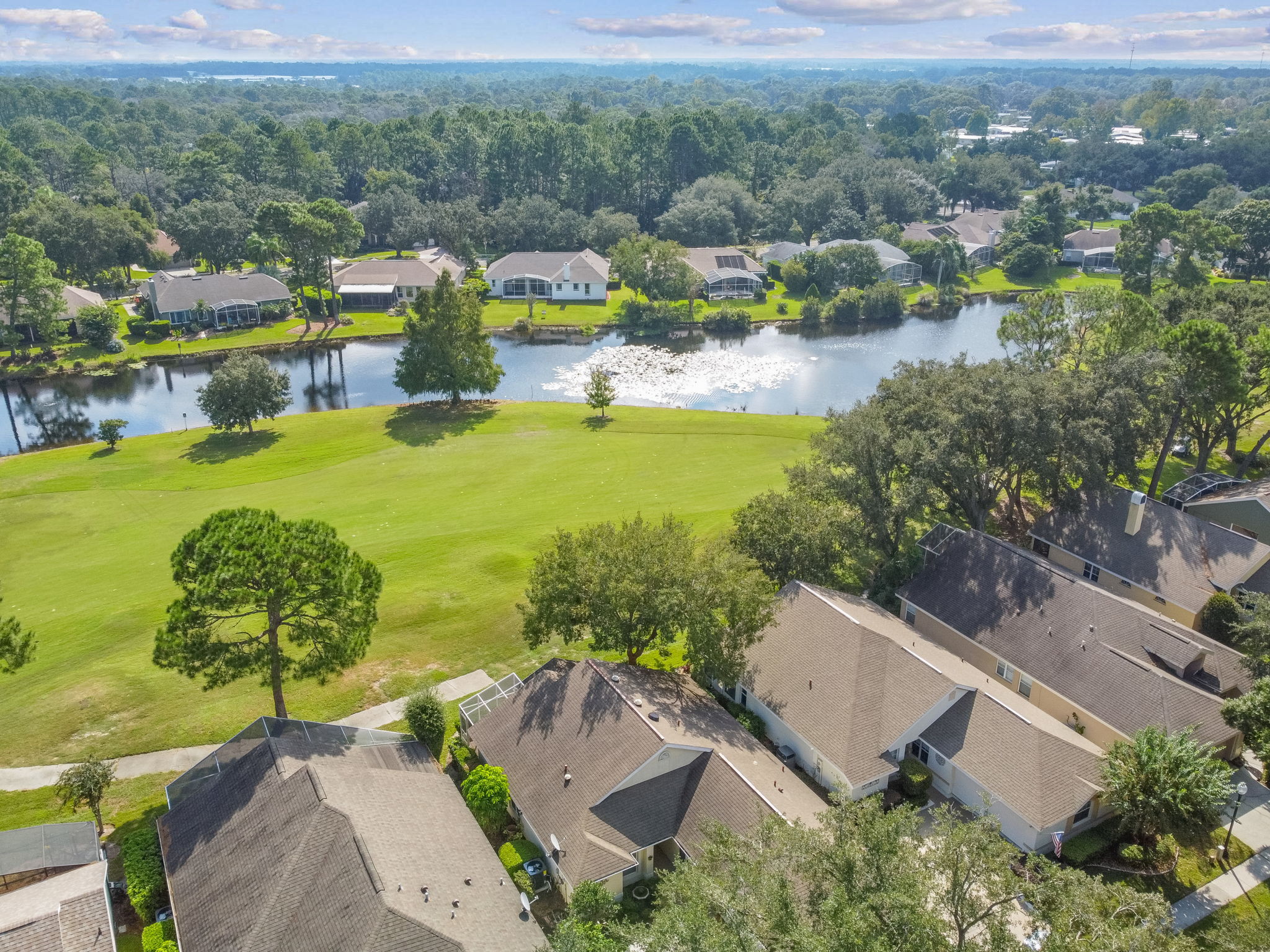 Aerial of Golf Course and Pond Views