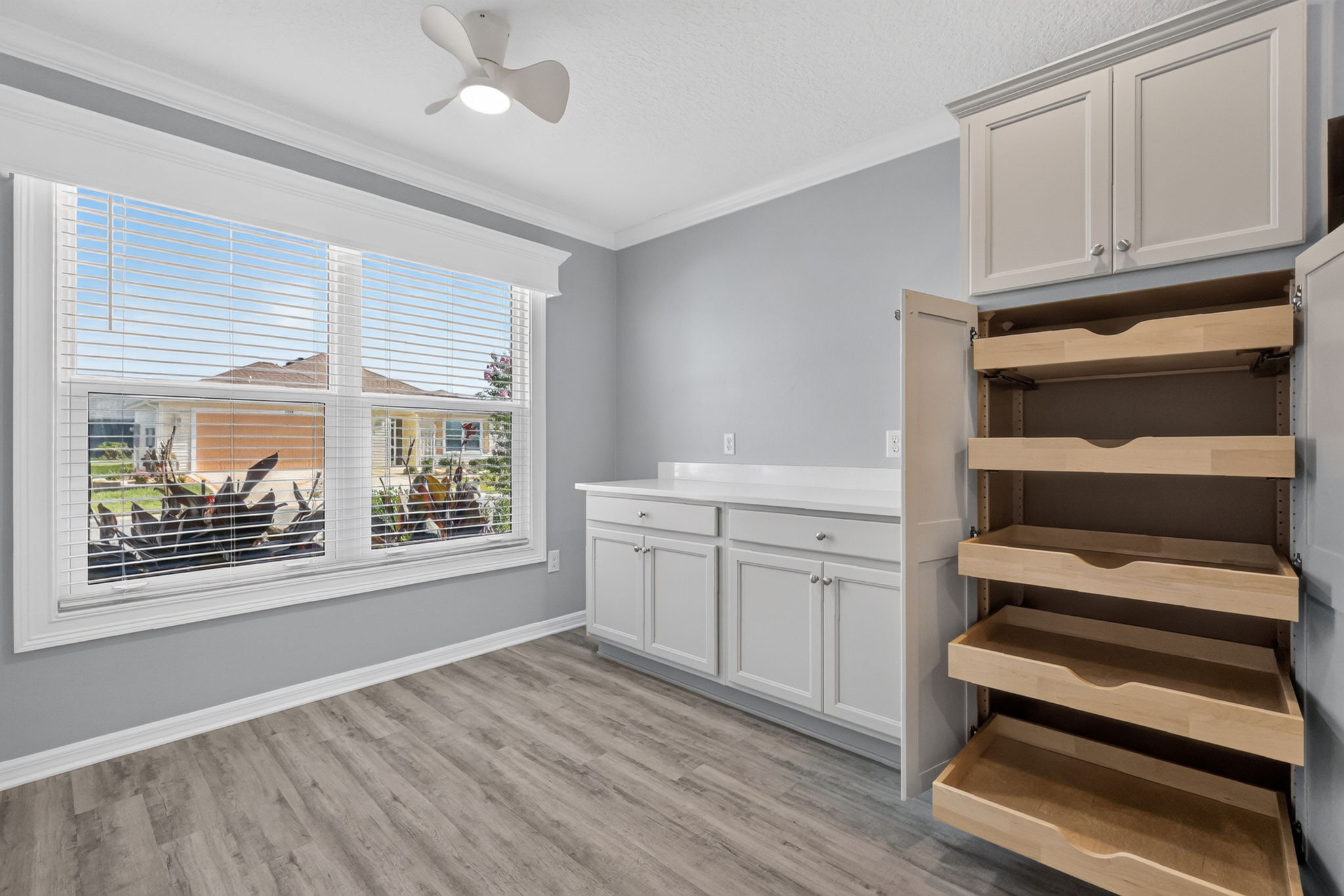 Double Built-In Pantry with Roll-Out Shelving