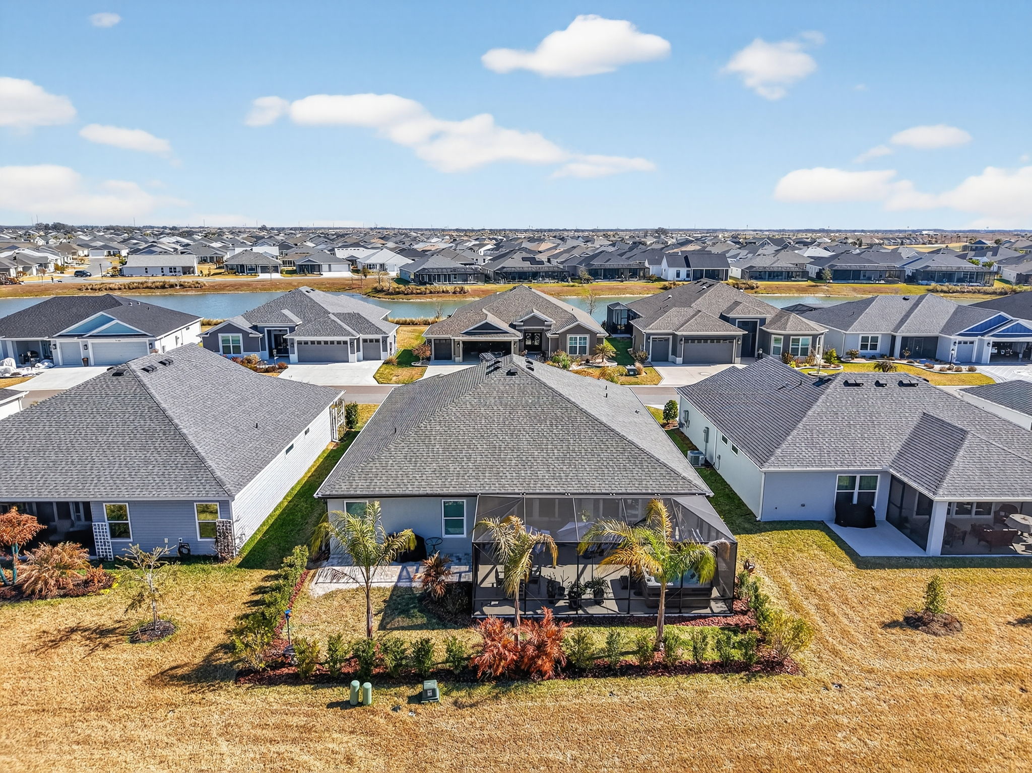 Aerial Rear Elevation with Privacy Landscaping