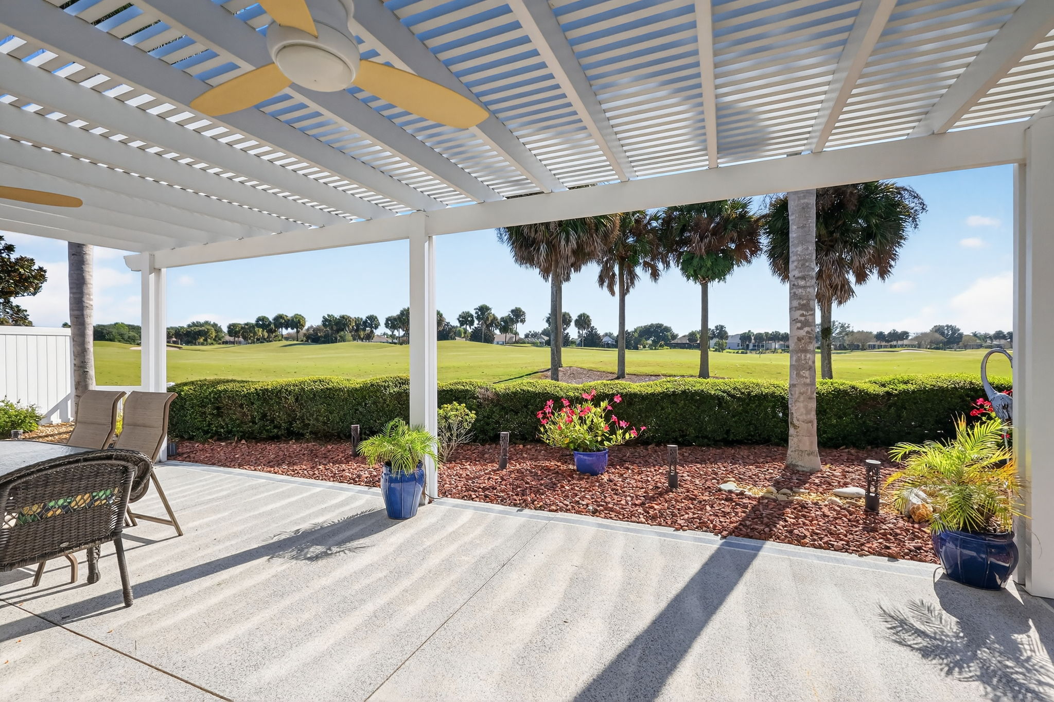 Rear Courtyard with Pergola and Golf Course Views
