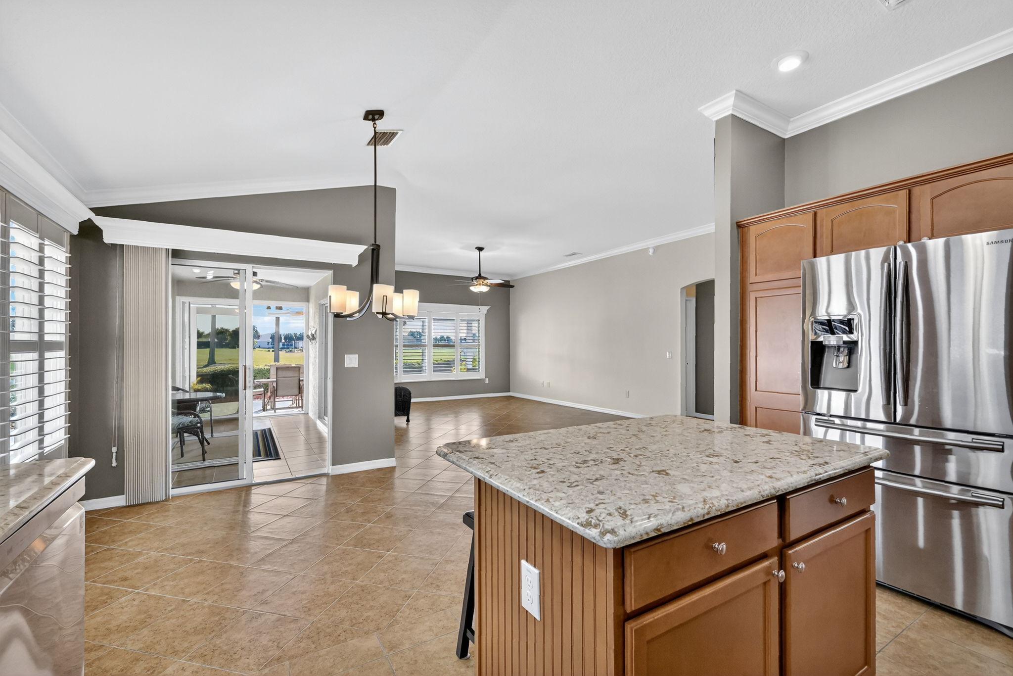 Kitchen, Dining, and Living Rooms