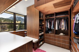 Custom closet also with views of the mountains.