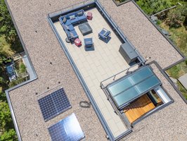 Roof top skylight opens with a push of a button.