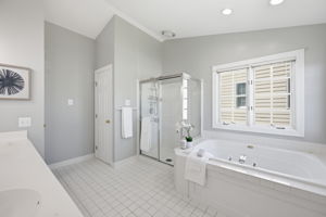 Primary Bathroom with Soaking Tub and Separate Shower