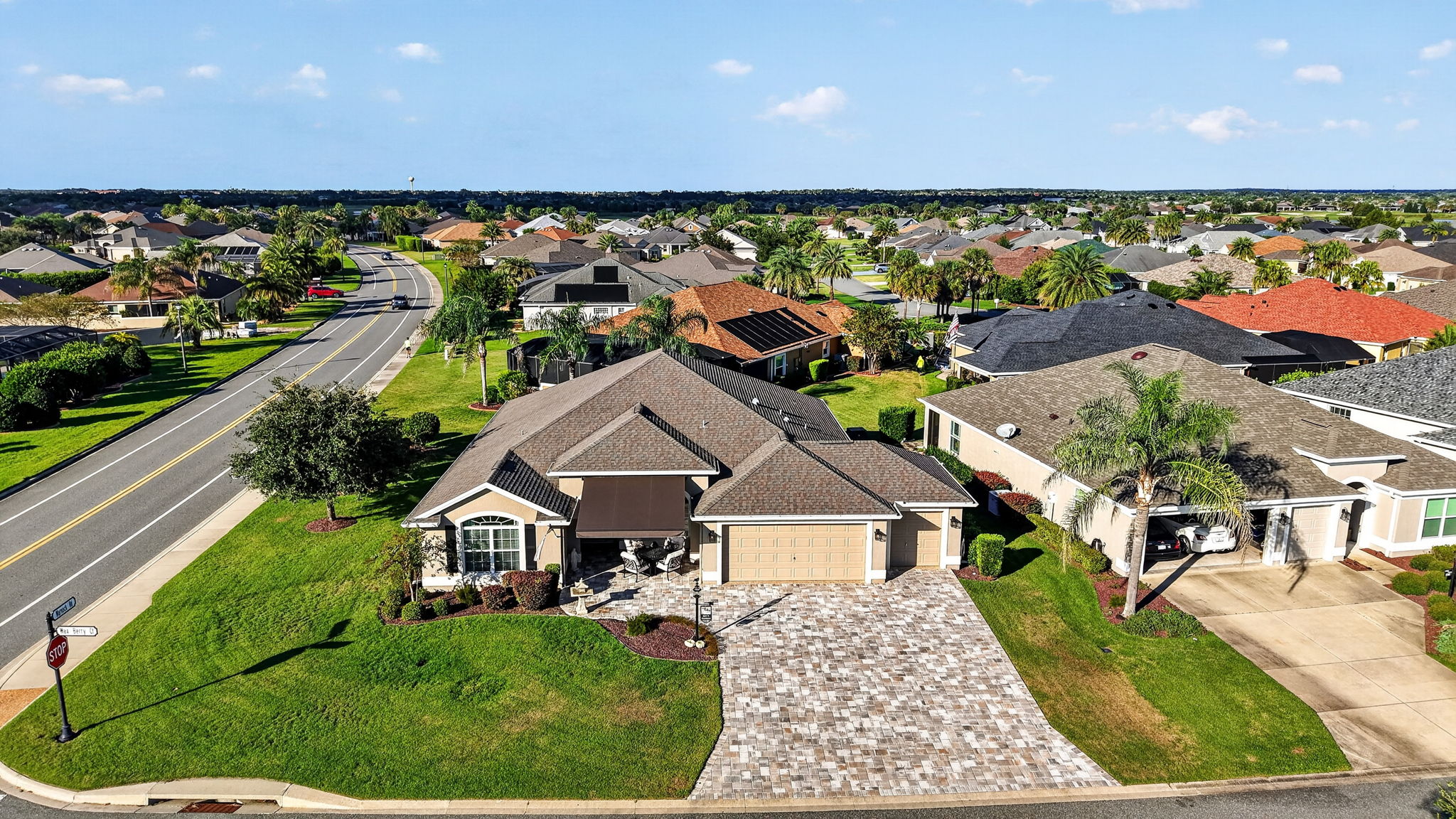 Aerial Front Elevation with Large Corner Lot