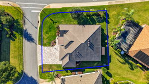 Aerial Side Elevation with Large Corner Lot and Property Lines