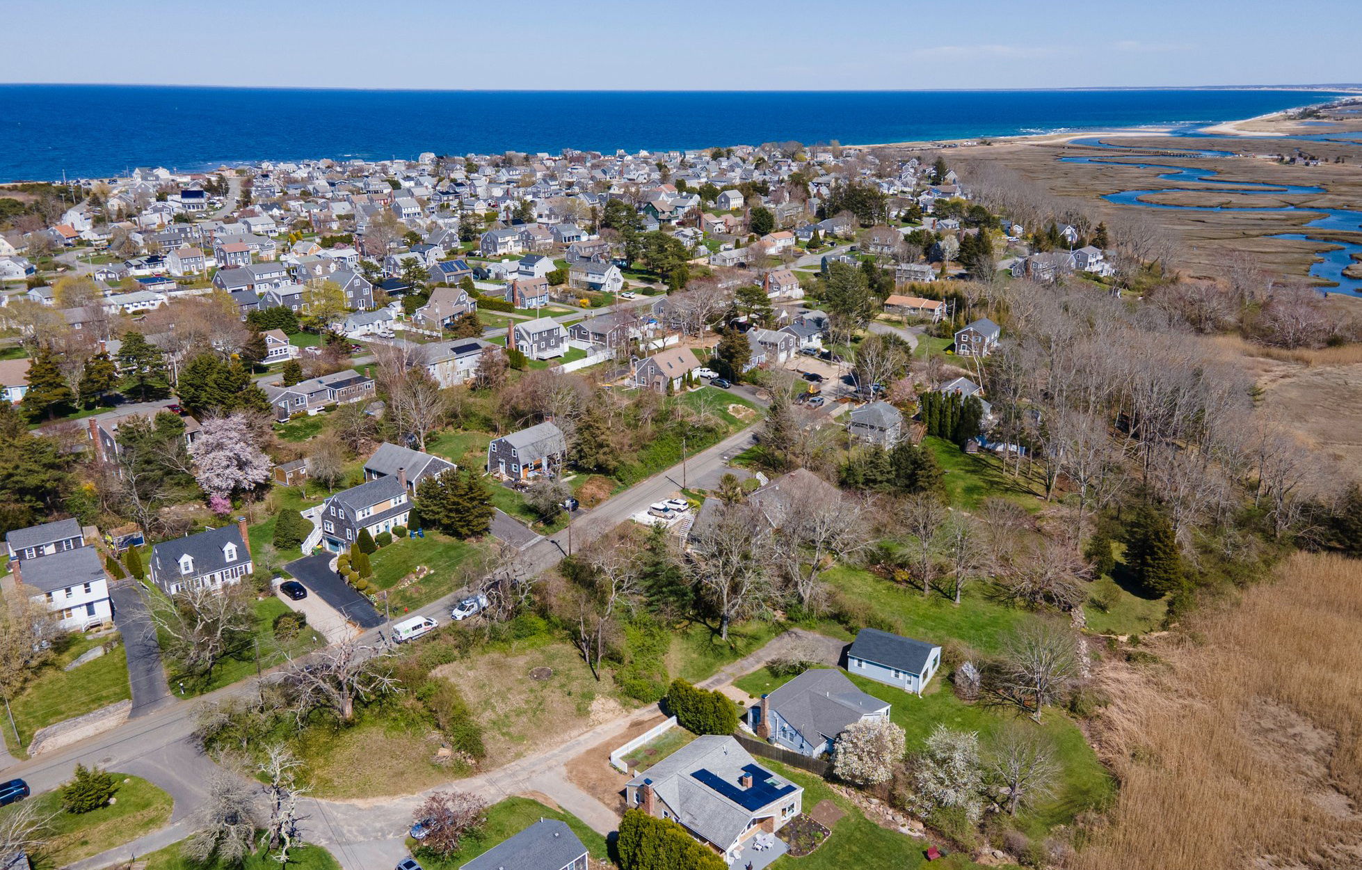Aerial to Cape Cod Bay