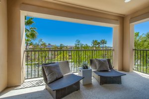 The Terrace off the Primary Suite with view of the yard below