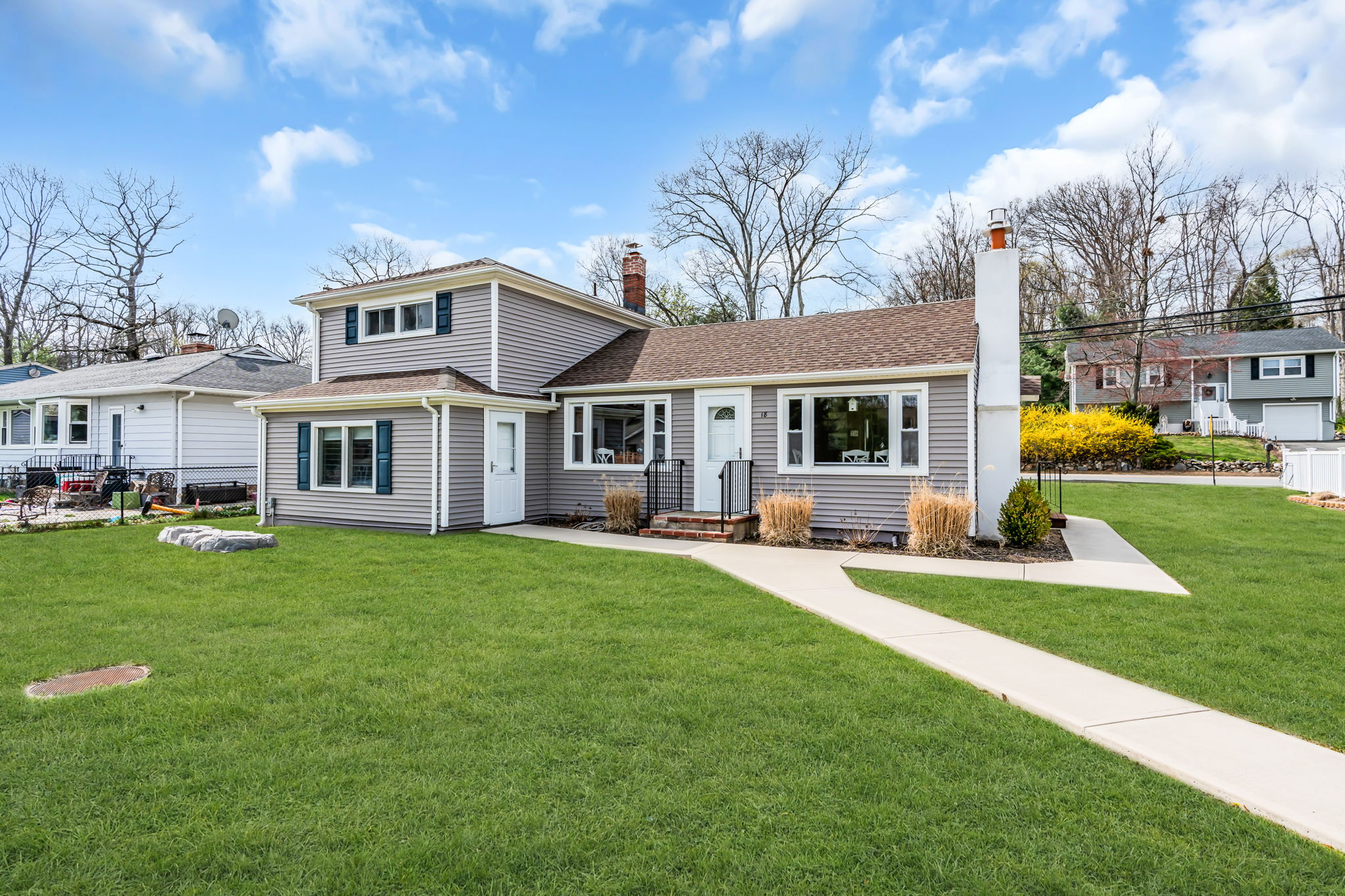 Sidewalk from lake to front and side Kitchen door entry