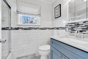 2nd floor new full bath, glass door entry tub/shower combo