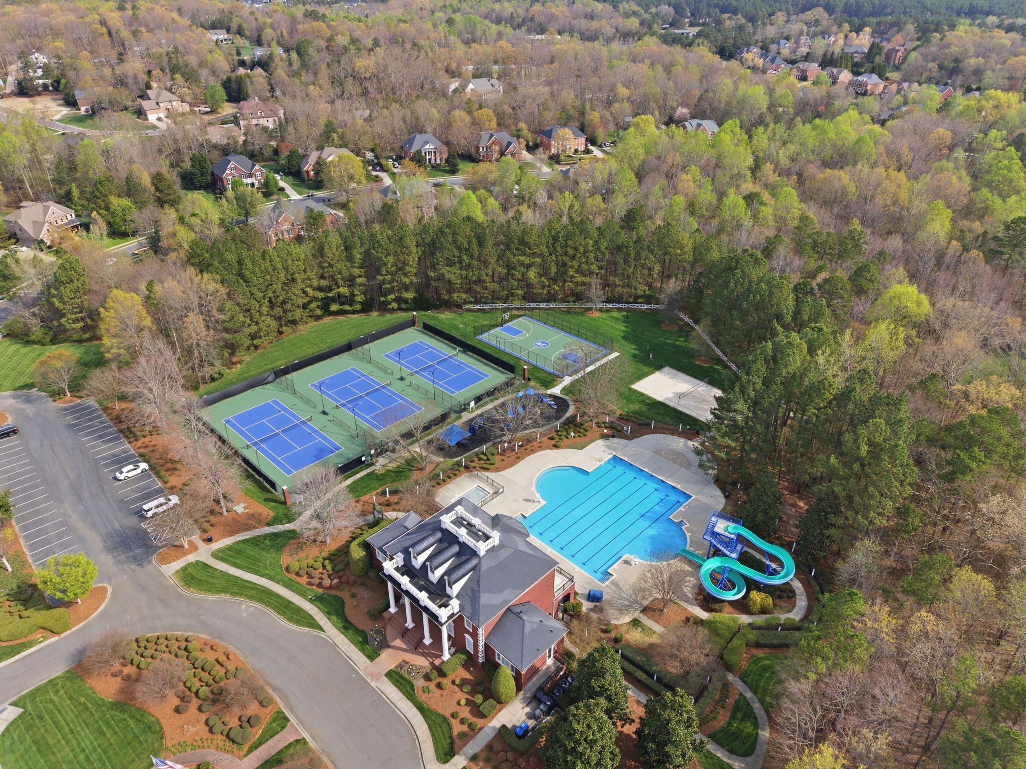 Club House, Pool, Slide, Tennis Courts, Basketball, Volleyball