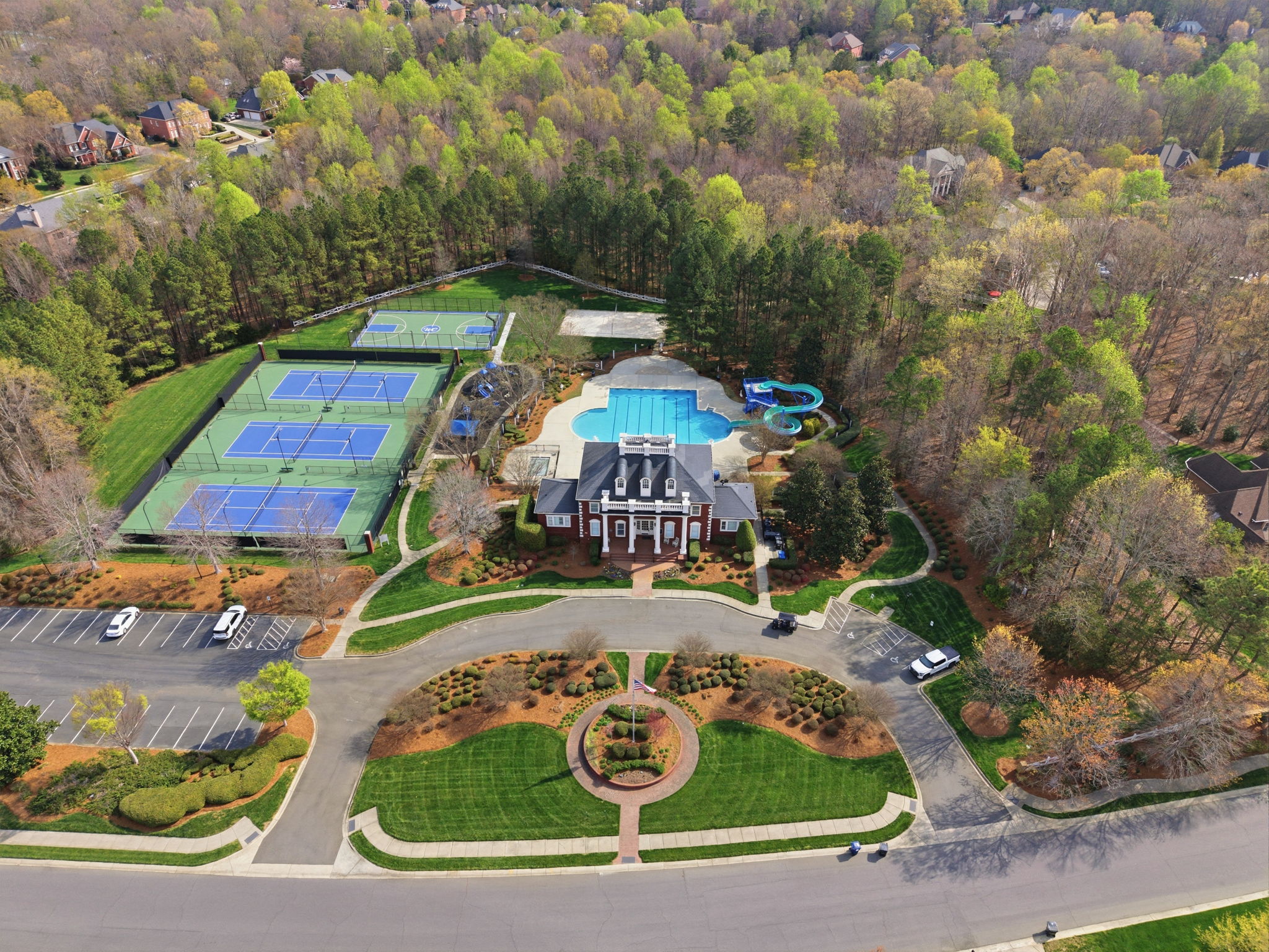 Club House, Pool, Slide, Tennis Courts, Basketball, Volleyball