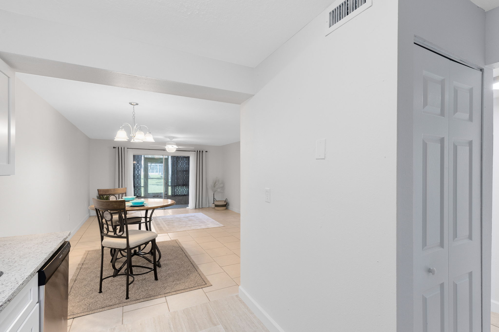View from Kitchen to Dining Room/Living Room