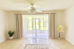 Living Room with View to Patio and Court Yard
