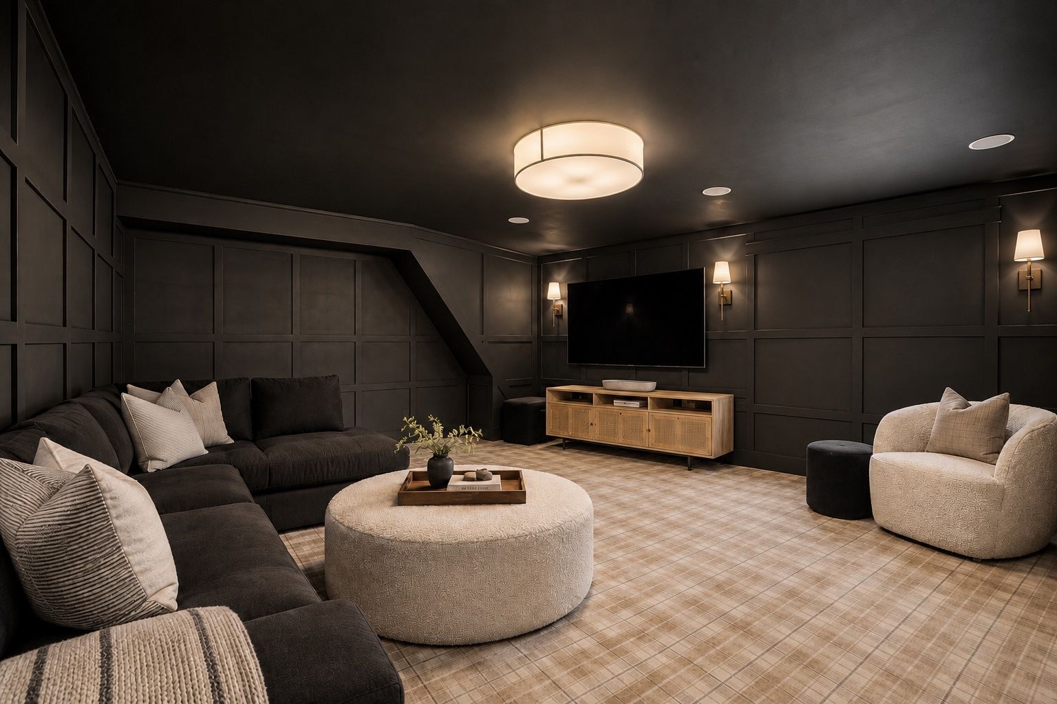 AI "MediaRoom" rendering of the top right  room upstairs