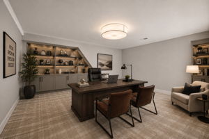 AI "Executive office" rendering of the top right room upstairs