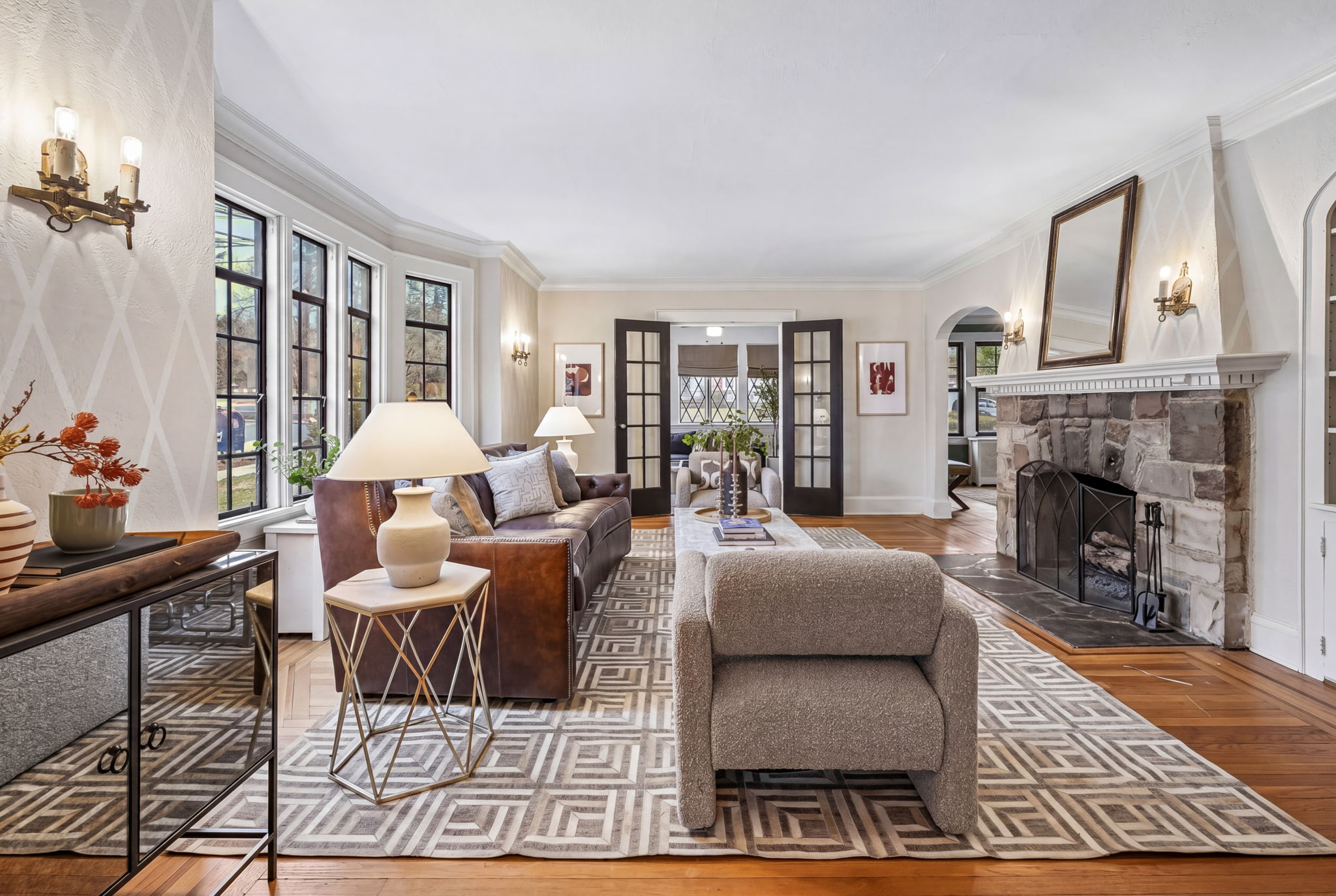 Living Room with view into Family Room