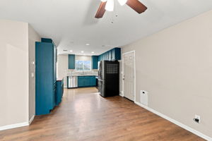Open kitchen and adjacent dining area