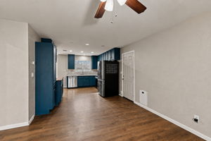 Open kitchen and adjacent dining area