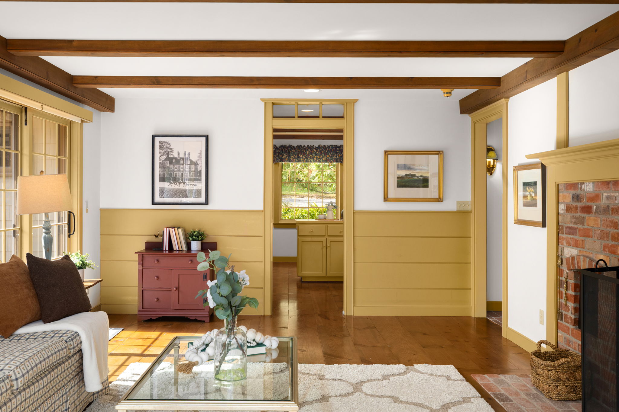 Easy access to the kitchen keeps snacks and conversation close at hand in the family room.