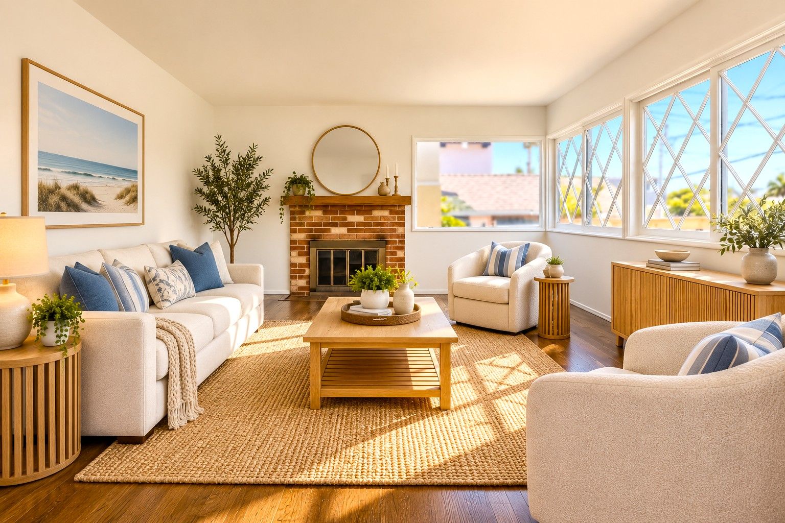 The Living Room Has a Fireplace and Refinished Hardwood Floors, which Run Throughout the Home. Virtually Staged