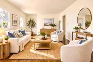 Across From the Main Entry to the Living Room, There is a Hallway which Leads to the Two Bedrooms, The Full Bath and The Kitchen. A New Wall Furnace was Recently Installed. Virtually Staged