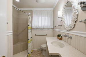 Large, low step shower