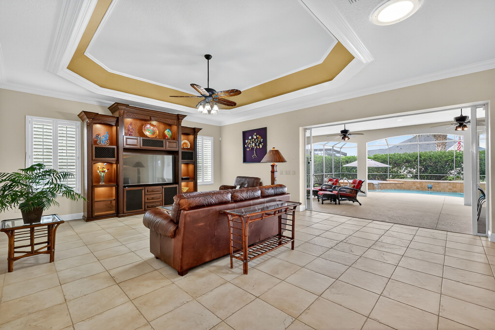 Living Room with Pool and Spa Views