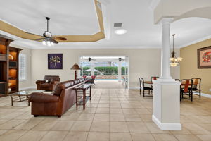 Living and Dining Rooms with Pool and Spa Views