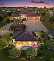 Twilight Front and Rear Elevations with Pool and Spa