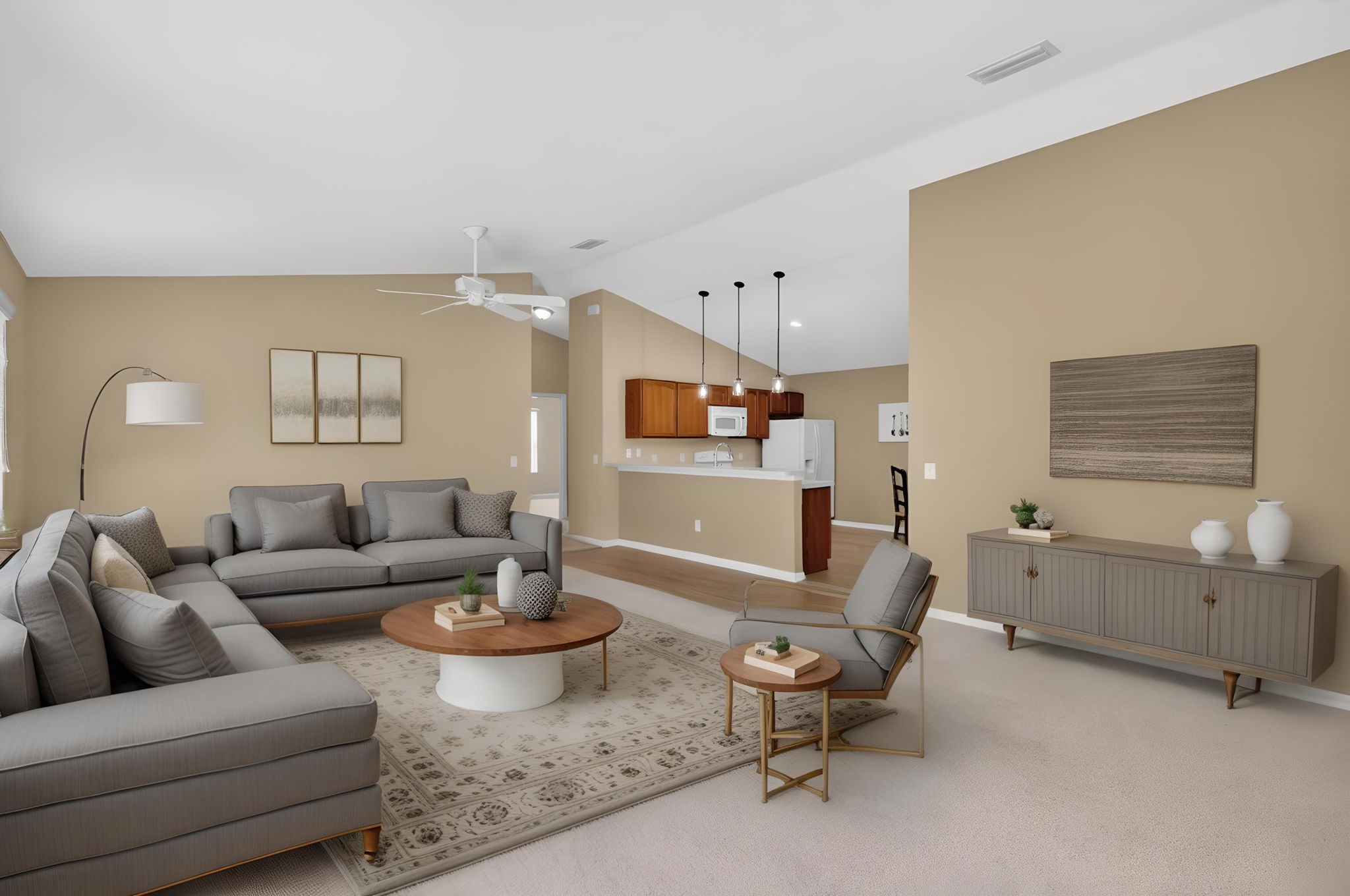 Living Room and Kitchen -Virtually Staged