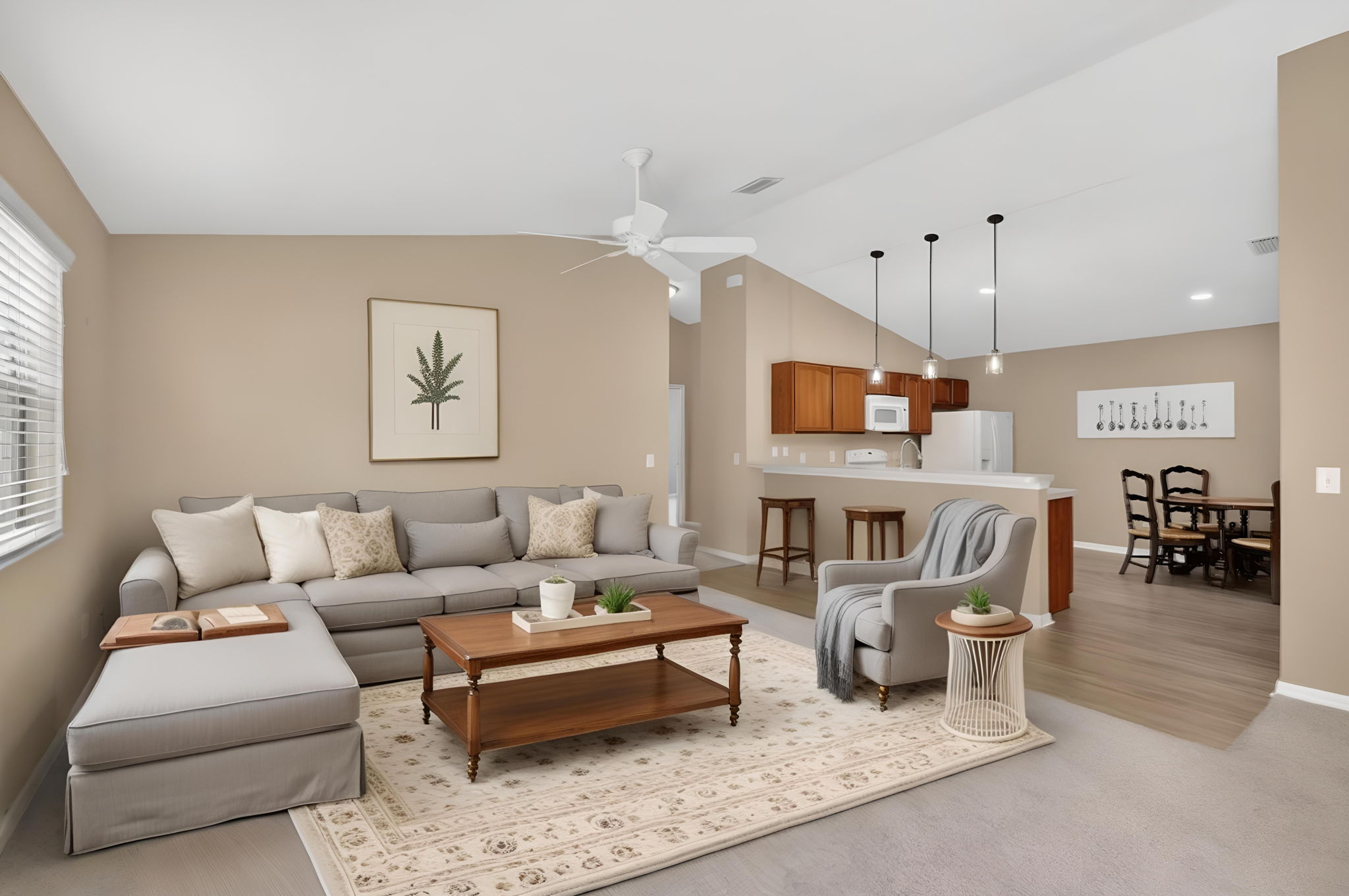 Living Room and Kitchen -Virtually Staged