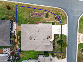 Aerial Side Elevation with Property Lines and Large Corner Lot with Room For a Pool!