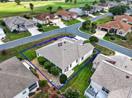 Aerial Rear and Side Elevation with Property Lines and Large Corner Lot with Room For a Pool!