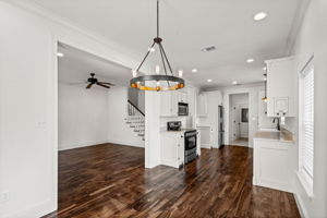 Dining to Kitchen and Living.