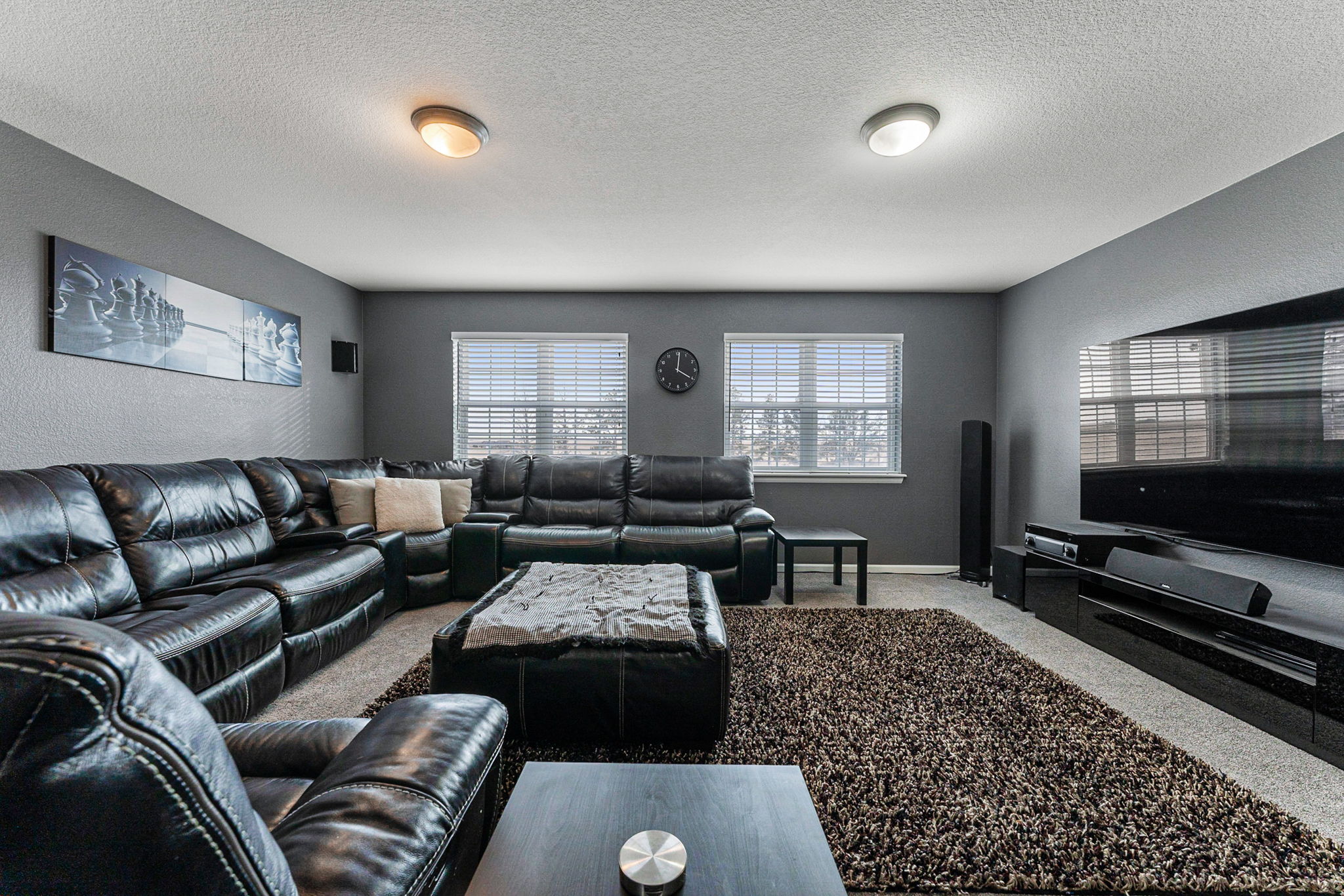 Theater room is wired for surround sound