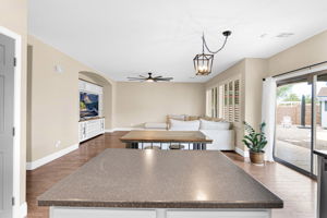 Kitchen flows to the Great Room