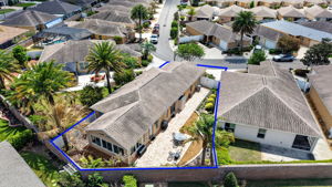 Aerial with Property Lines, Side Patio, PRIVACY WALL, Fencing, and ROOM FOR A POOL!