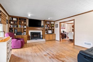 Living room with a cozy fireplace!