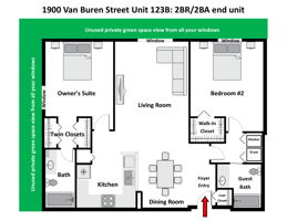 Floor Plan for 2BR/2BA unit 123B