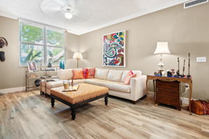 1st floor units have higher ceilings and larger windows.  Lots of natural light...crown molding