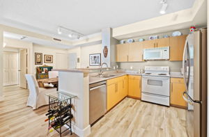 Open kitchen with snack bar