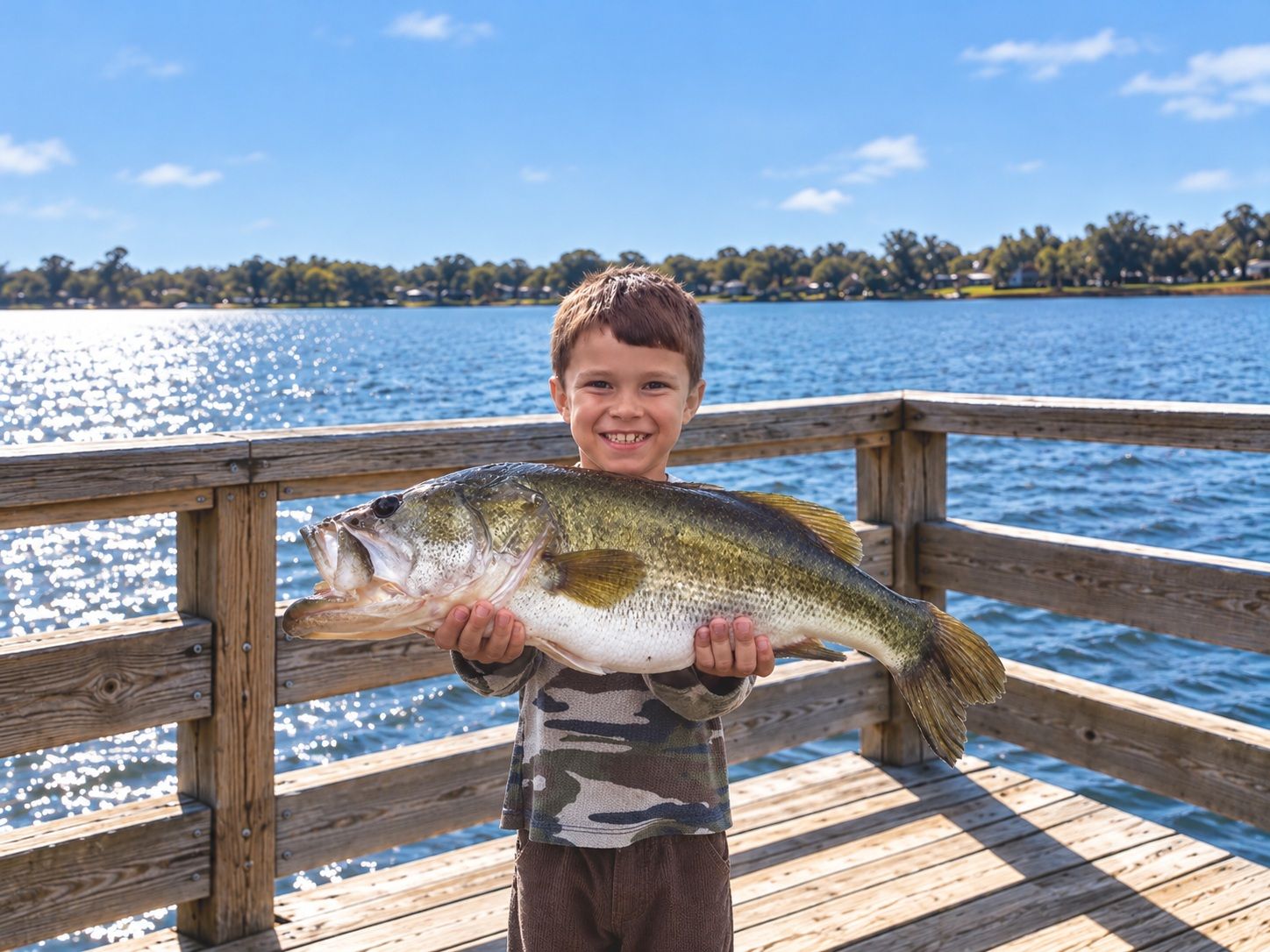 NOT FAKE NEWS! This is the Listing Agent's nephew with his price largemouth bass catch off dock in Lake Joanna!