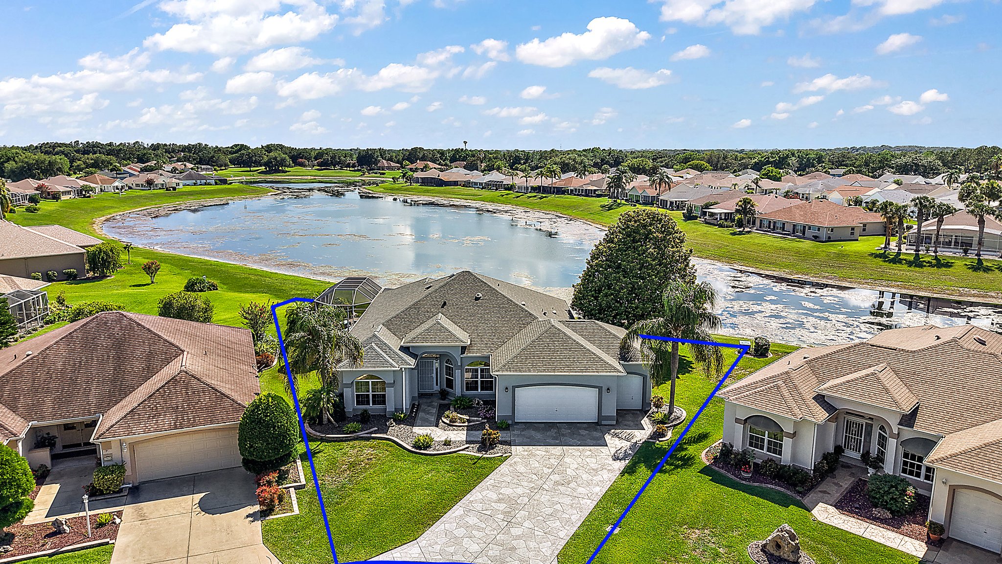 Front Elevation with Water View and Property Lines
