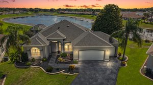 Twilight Front Elevation with Water View
