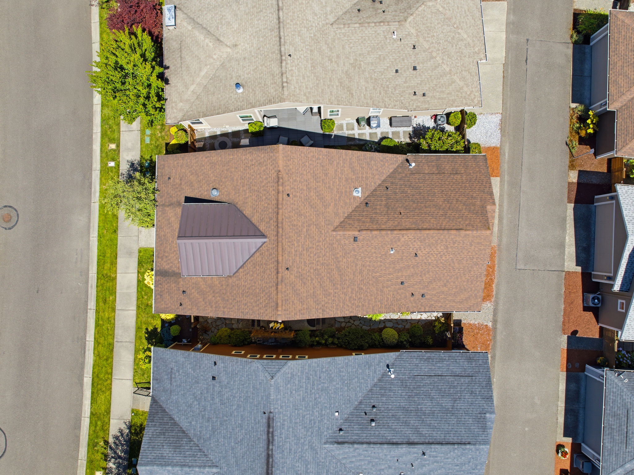 Aerial View. A closer look at the roofline showcases the home's well-maintained exterior.
