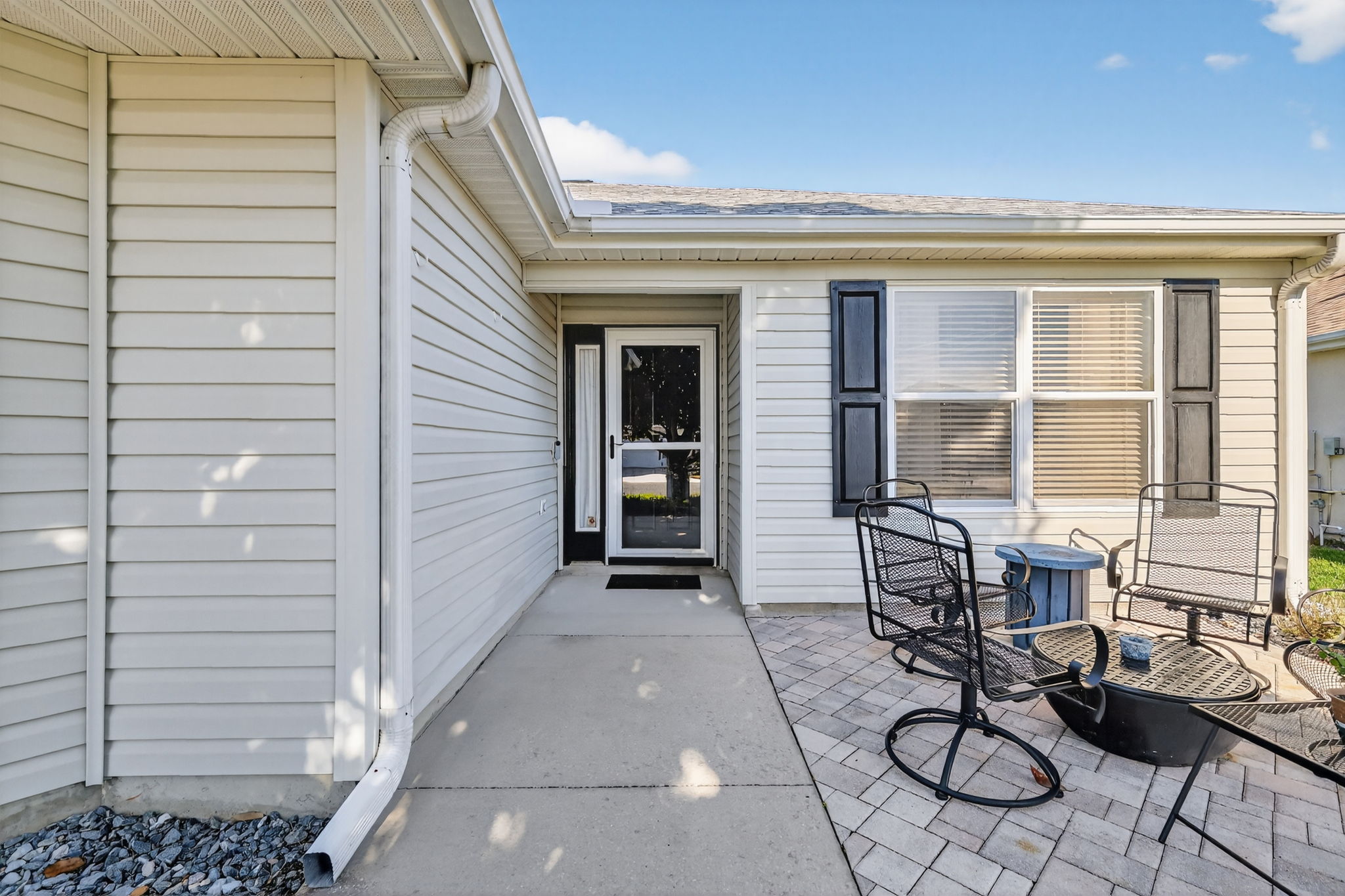 Front  Entry with Paver Patio and Firepit